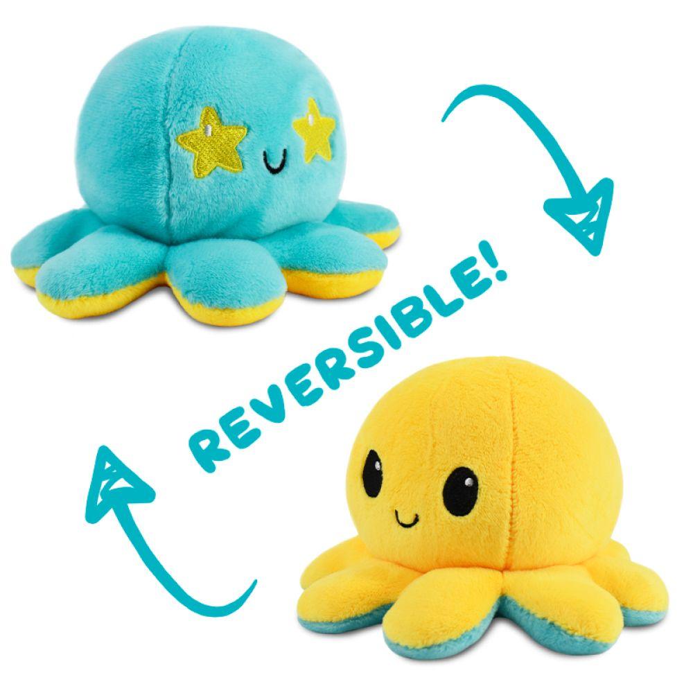 Reversible Octopus Plushie [Happy + Starry] [Yellow + Aqua]