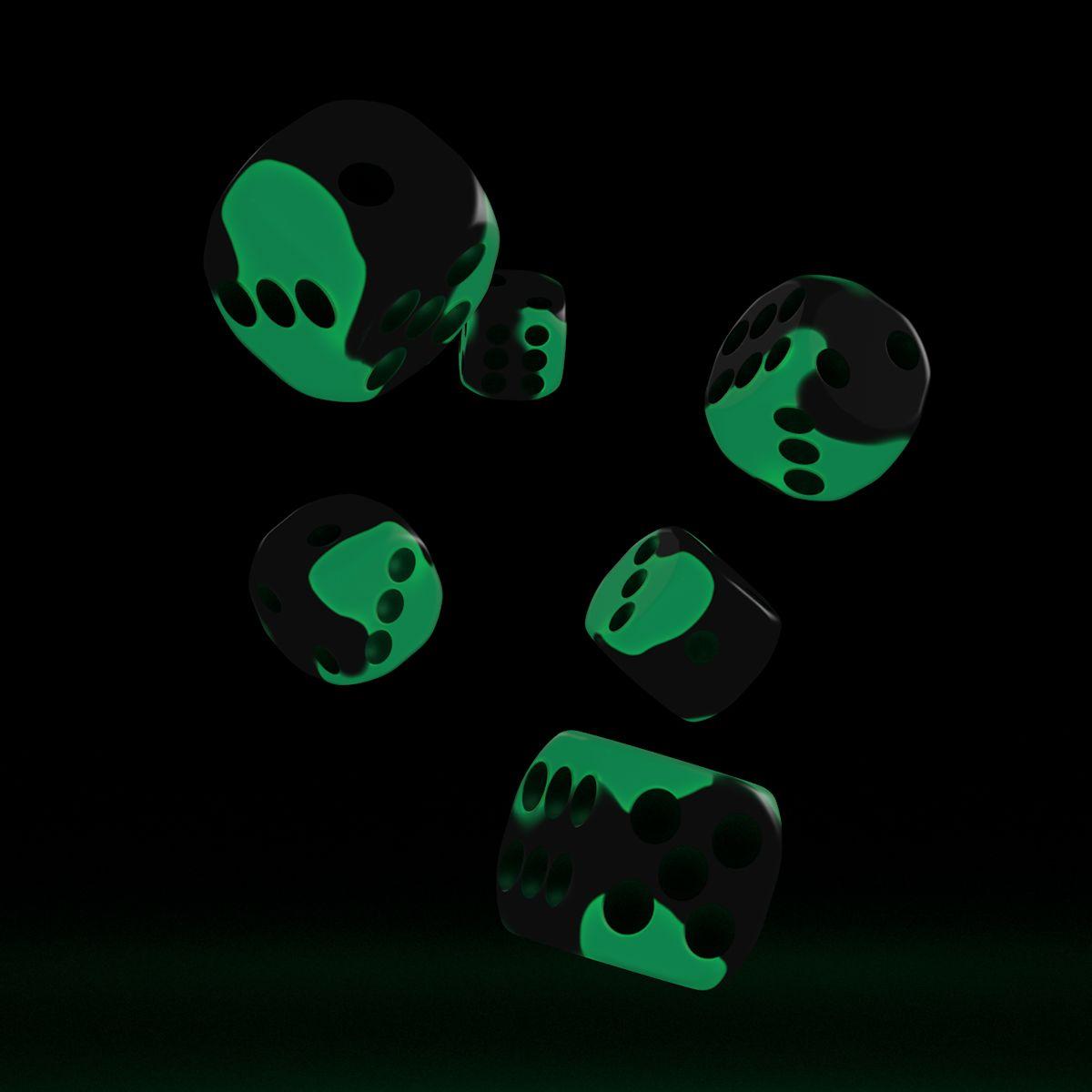 Oakie Doakie Dice D6 Dice 16 mm Glow in the Dark - Biohazard (12)