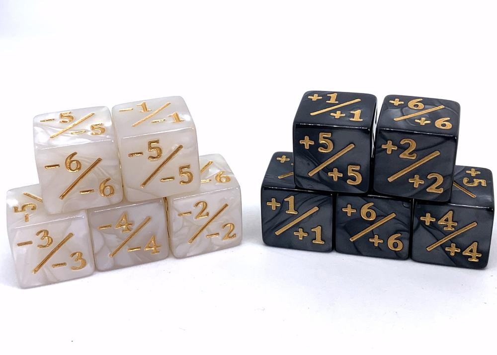 Würfelset Pearl D6: Counter Dice +/-, 6 Black + 6 White (12) Würfelset Pearl D6: Counter Dice +/-, 6 Black + 6 White (12)