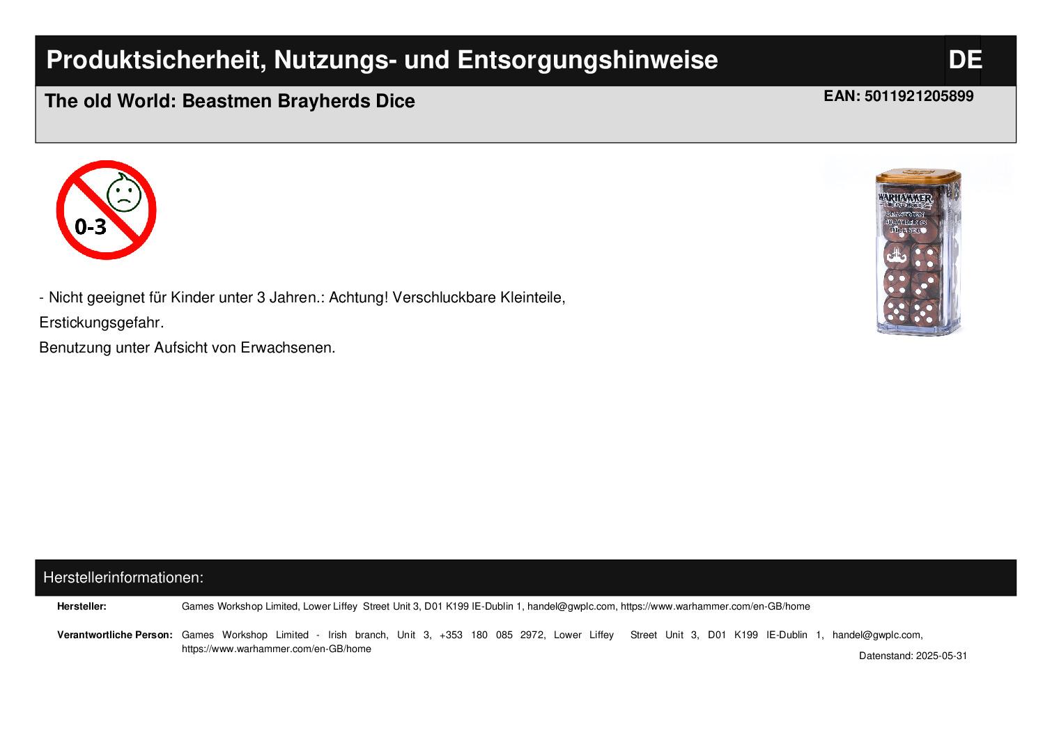 The old World: Beastmen Brayherds Dice The old World: Beastmen Brayherds Dice
