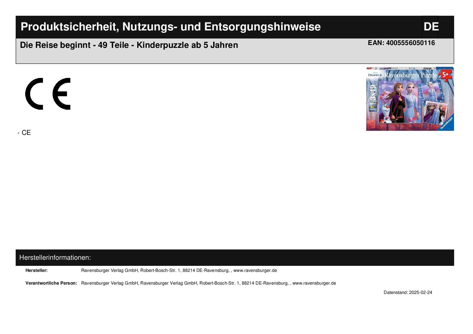 Die Reise beginnt - 49 Teile - Kinderpuzzle ab 5 Jahren