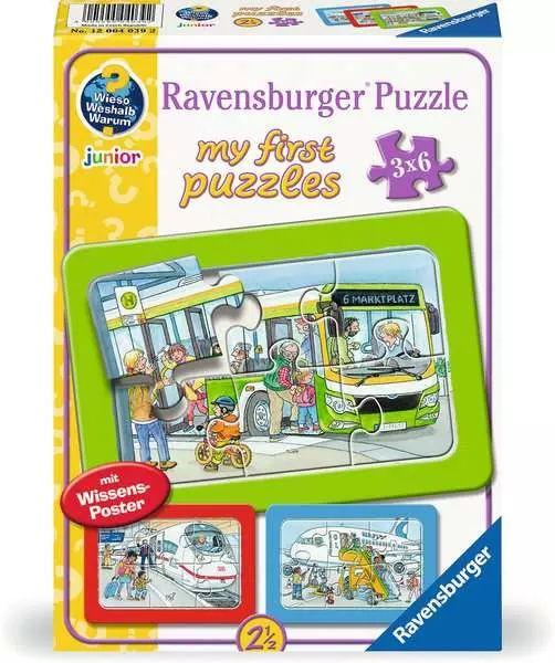 Kinderpuzzle ab 2 Jahren - Wieso? Weshalb? Warum? Unterwegs mit Bus, Bahn und Flugzeug - 6 Teile *B-Ware*