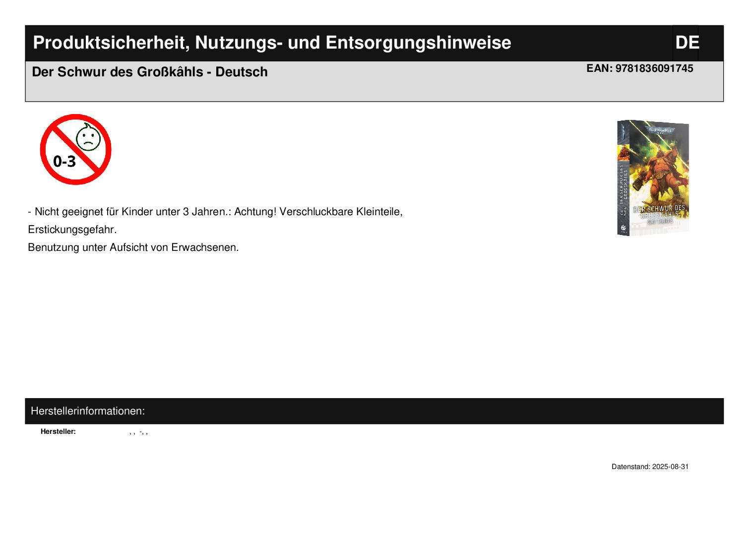 Der Schwur des Großkâhls - Deutsch