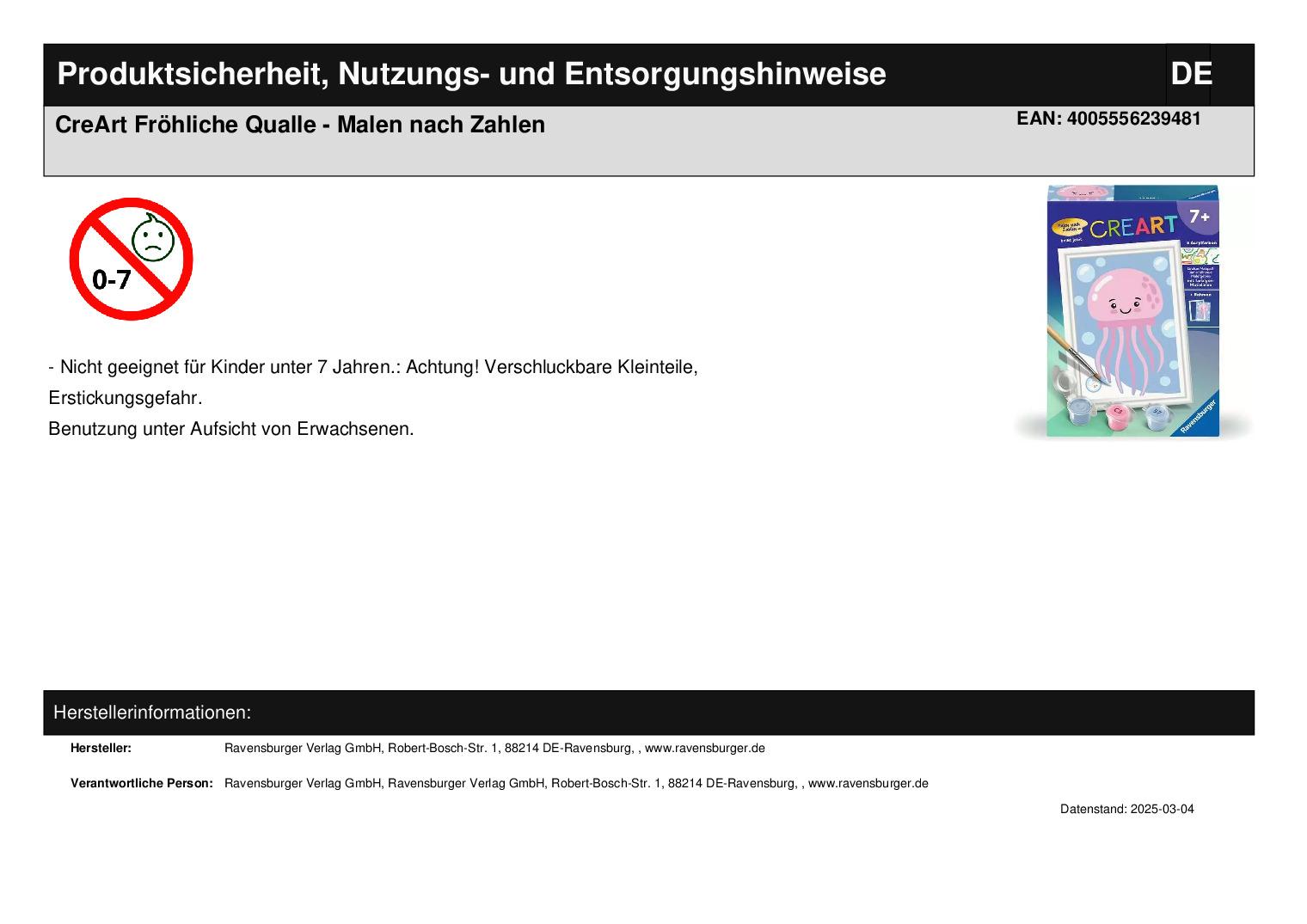 CreArt Fröhliche Qualle - Malen nach Zahlen
