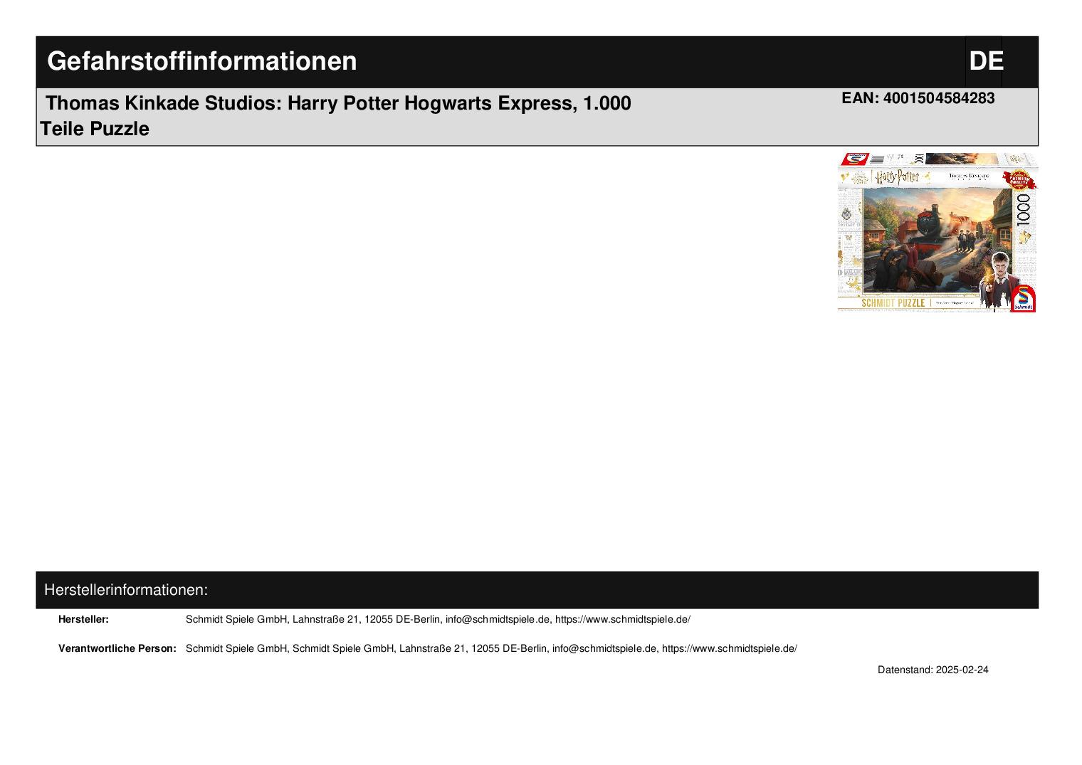 Thomas Kinkade Studios: Harry Potter Hogwarts Express, 1.000 Teile Puzzle Thomas Kinkade Studios: Harry Potter Hogwarts Express, 1.000 Teile Puzzle
