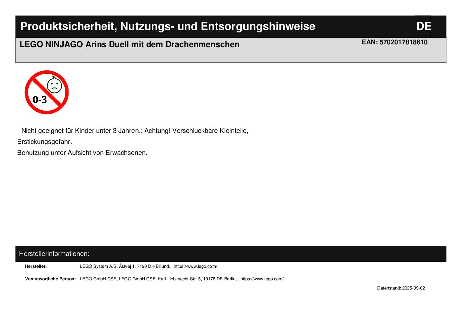 LEGO NINJAGO Arins Duell mit dem Drachenmenschen LEGO NINJAGO Arins Duell mit dem Drachenmenschen