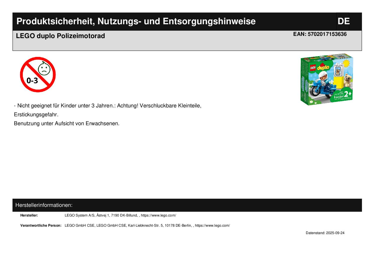 LEGO duplo Polizeimotorad LEGO duplo Polizeimotorad