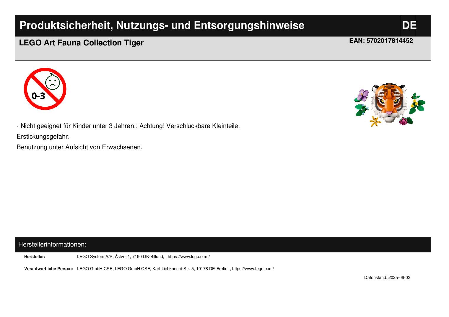 LEGO Art Fauna Collection Tiger