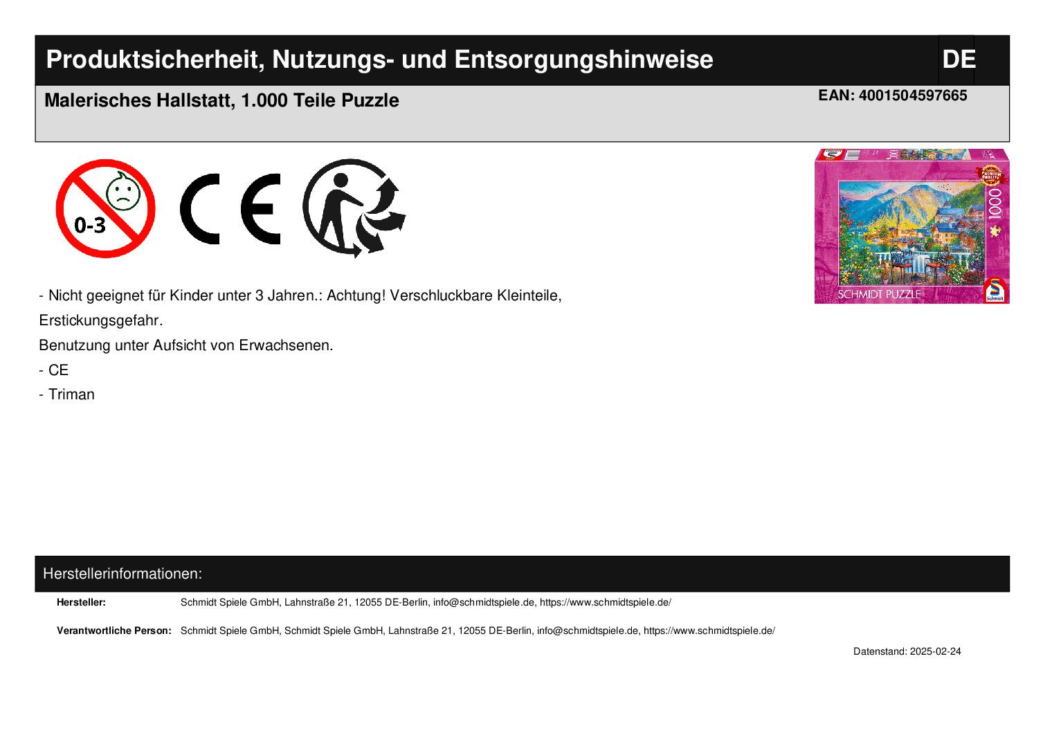 Malerisches Hallstatt, 1.000 Teile Puzzle