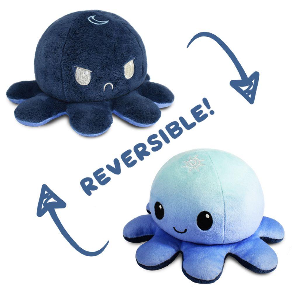 Reversible Octopus Plushie [Happy Day + Angry Night] [Light Blue + Dark Blue]