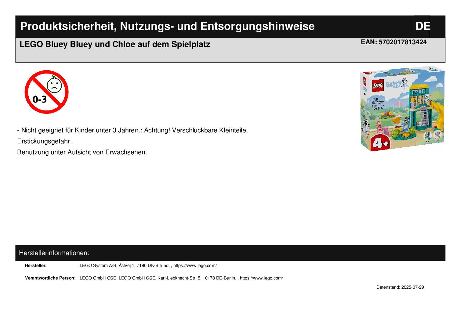 LEGO Bluey Bluey und Chloe auf dem Spielplatz