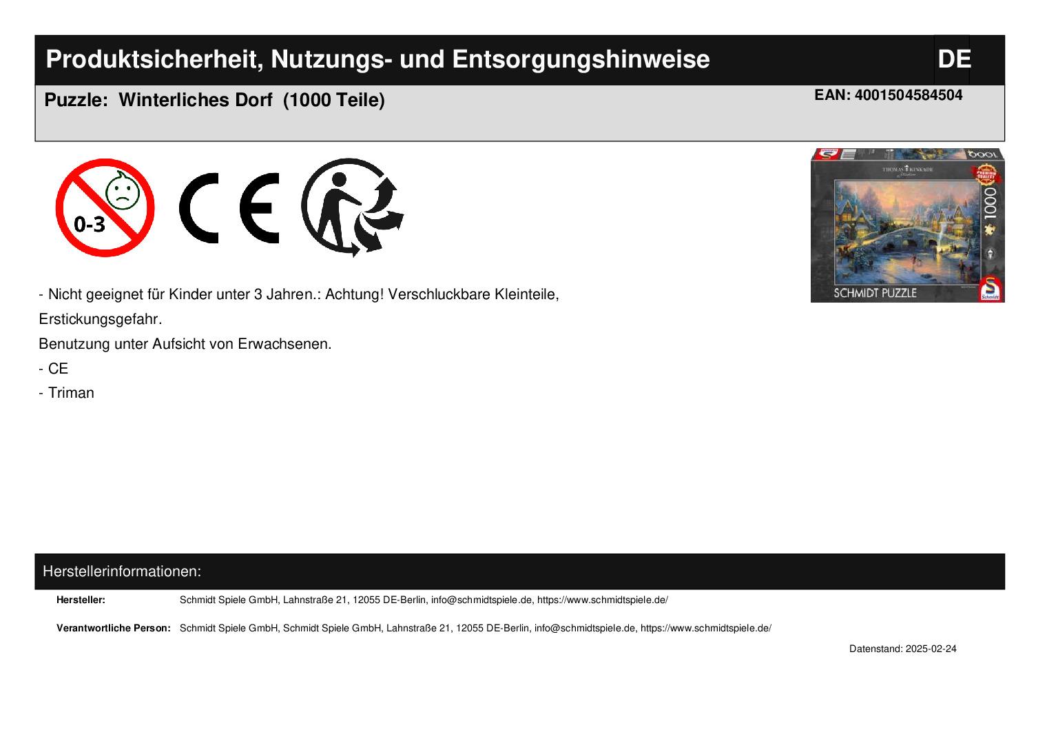 Puzzle:  Winterliches Dorf  (1000 Teile)