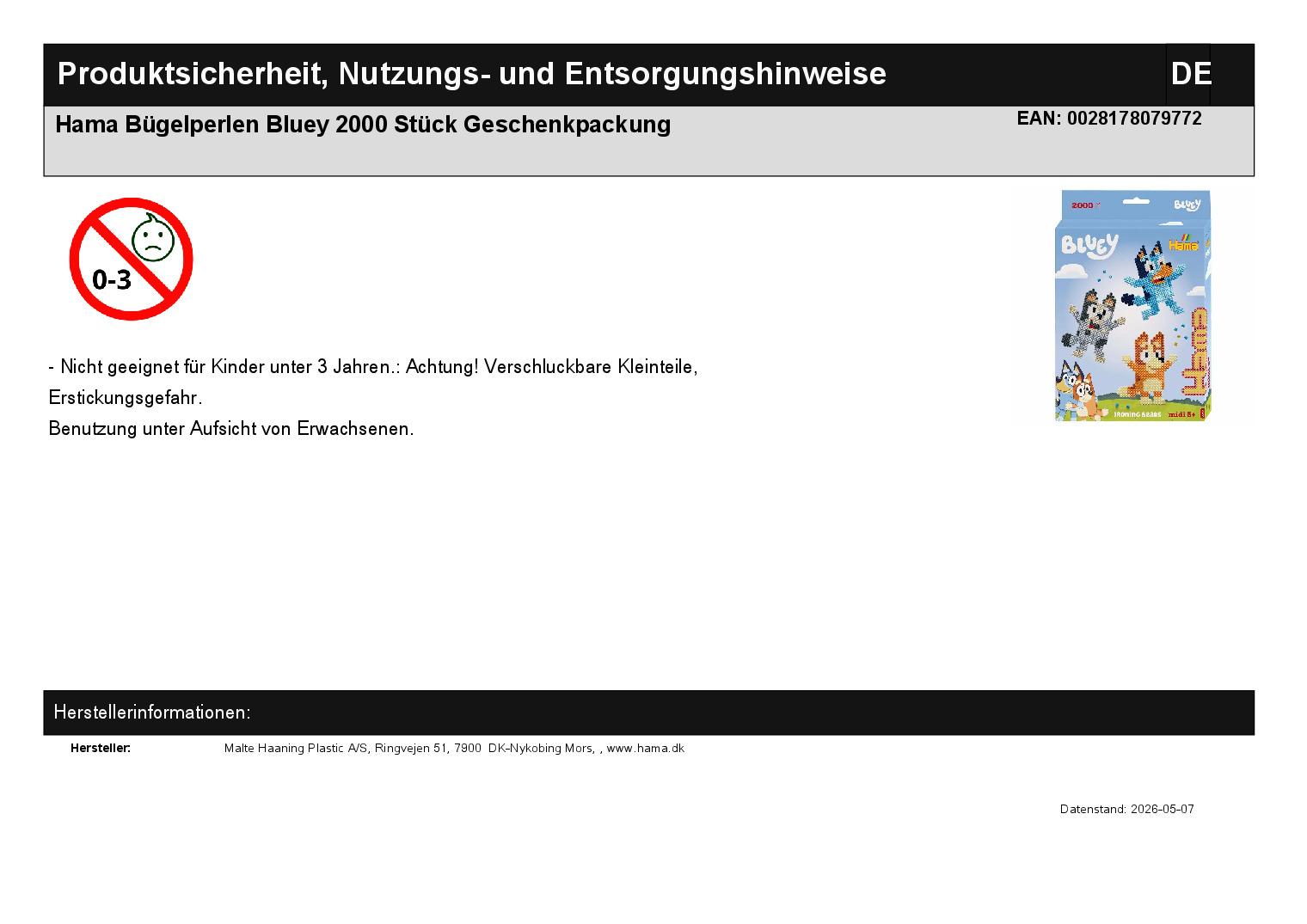 Hama Bügelperlen Bluey 2000 Stück Geschenkpackung