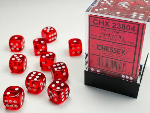 Chessex W6x36 Translucent: red / white