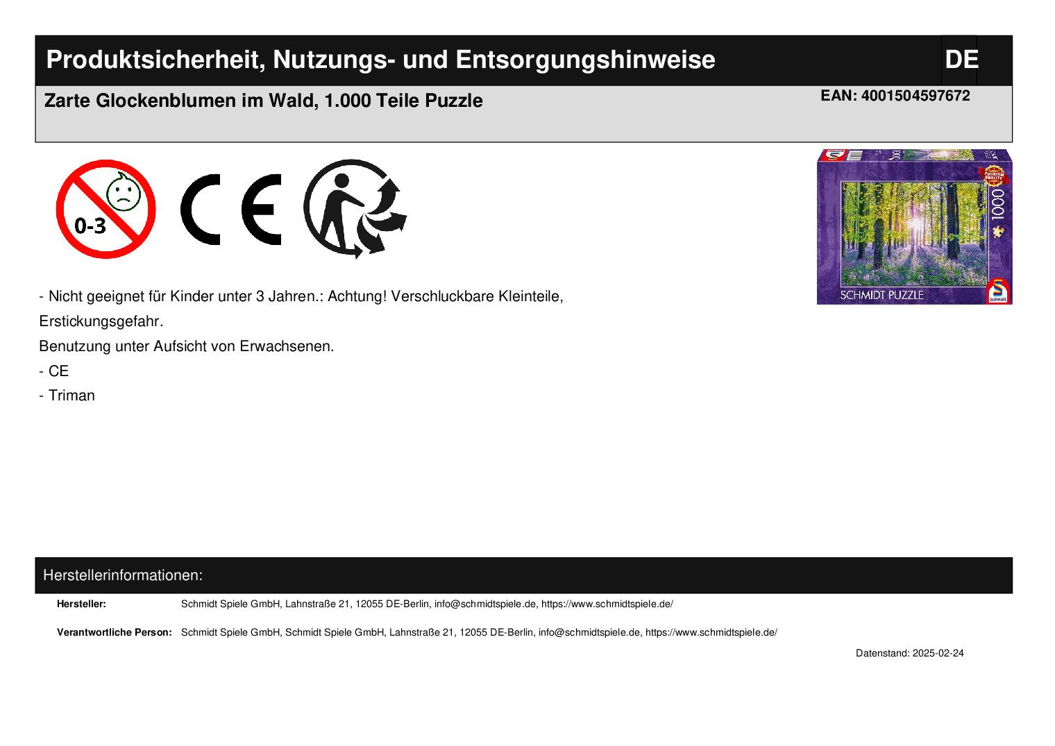 Zarte Glockenblumen im Wald, 1.000 Teile Puzzle