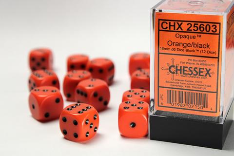 Chessex W6x12 Opaque: Orange / Black