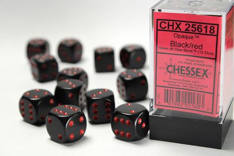 Chessex W6x12 Opaque: Black / Red