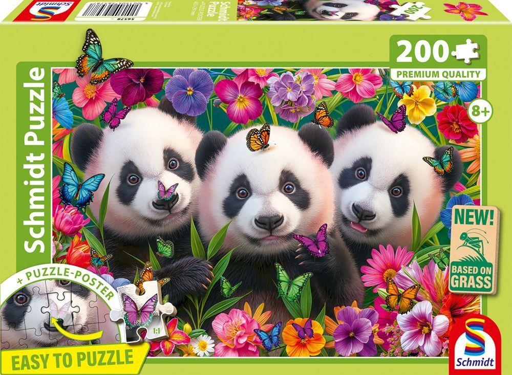 Panda Trio, 200 Teile, Eco-Friendly, Gras Kinderpuzzle Panda Trio, 200 Teile, Eco-Friendly, Gras Kinderpuzzle