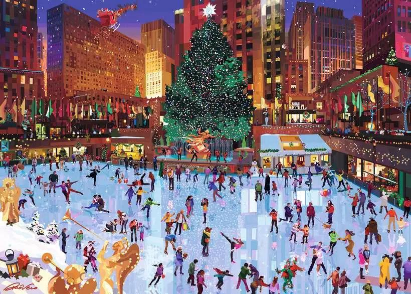 Puzzle 1000 Teile: Weihnachtszauber am Rockefeller Center