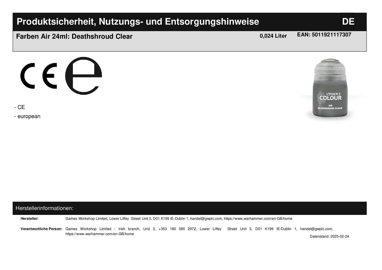 Farben Air 24ml: Deathshroud Clear