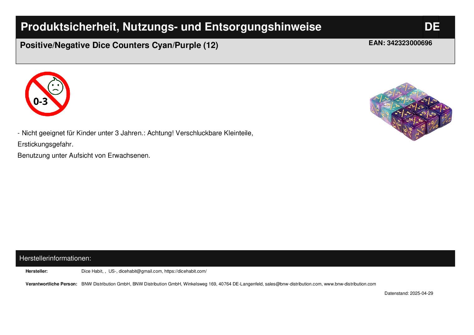 Positive/Negative Dice Counters Cyan/Purple (12) Positive/Negative Dice Counters Cyan/Purple (12)