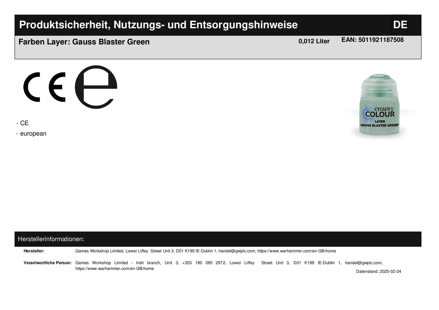 Farben Layer: Gauss Blaster Green