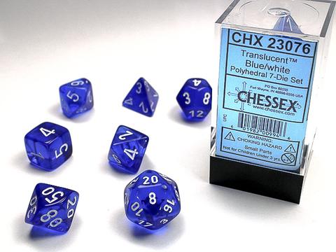 Chessex Würfel 7-er Mix Translucent: blue / white