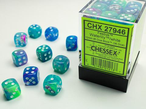 Chessex W6x36 Festive: Waterlily / white
