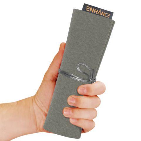 ENHANCE Tabletop Roll on a Scroll 6-sided Dice and Rolling Mat - Silver