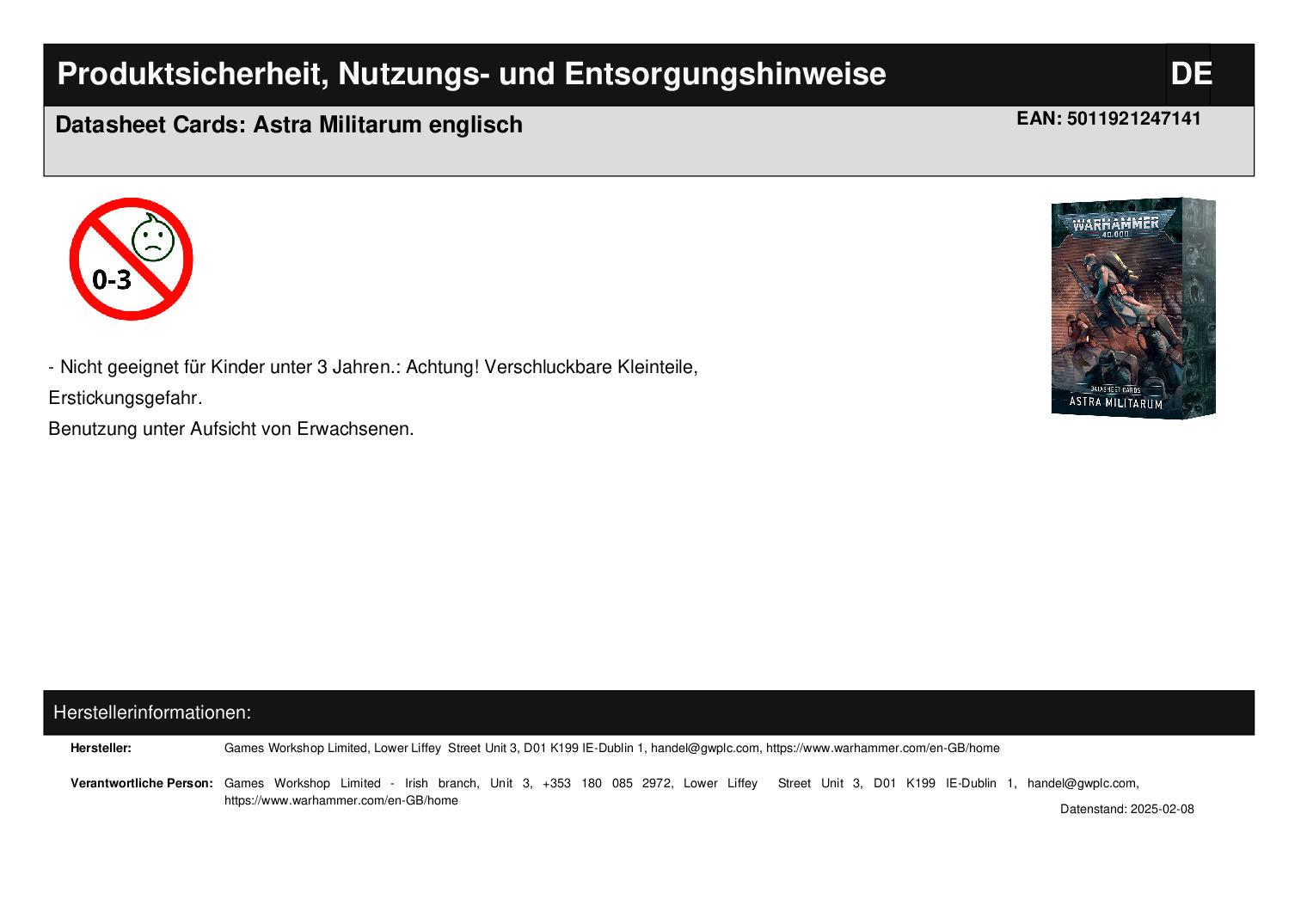 Datasheet Cards: Astra Militarum englisch