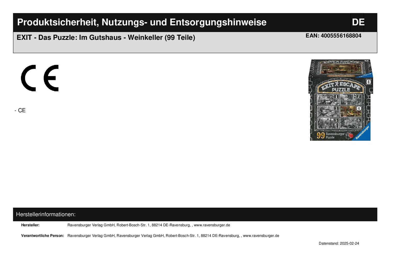 EXIT - Das Puzzle: Im Gutshaus - Weinkeller (99 Teile) EXIT - Das Puzzle: Im Gutshaus - Weinkeller (99 Teile)