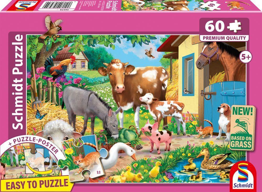 Bauernhof-Tiere, 60 Teile, Eco-Friendly, Gras Kinderpuzzle