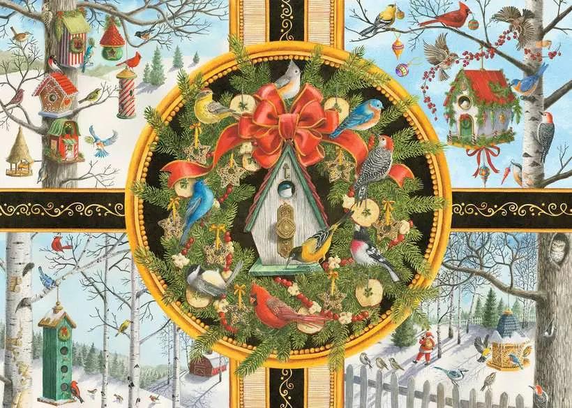 Puzzle 500 Große Teile: Singvögel im Winter