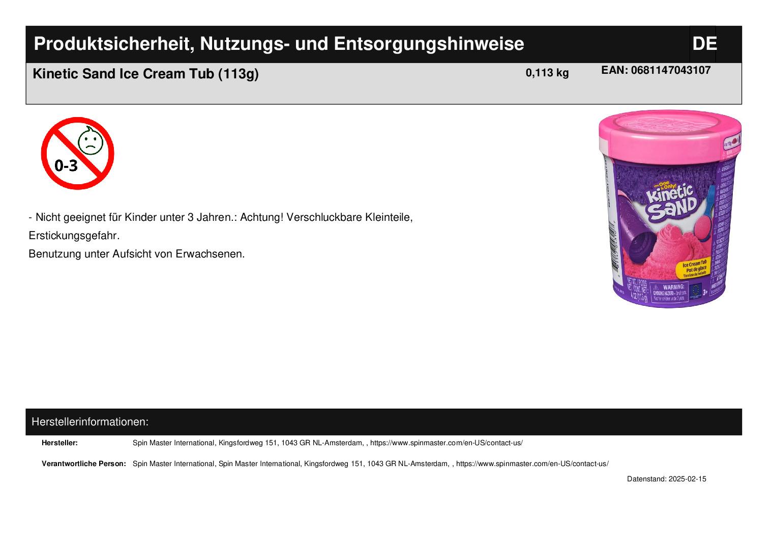 Kinetic Sand Ice Cream Tub (113g) Kinetic Sand Ice Cream Tub (113g)