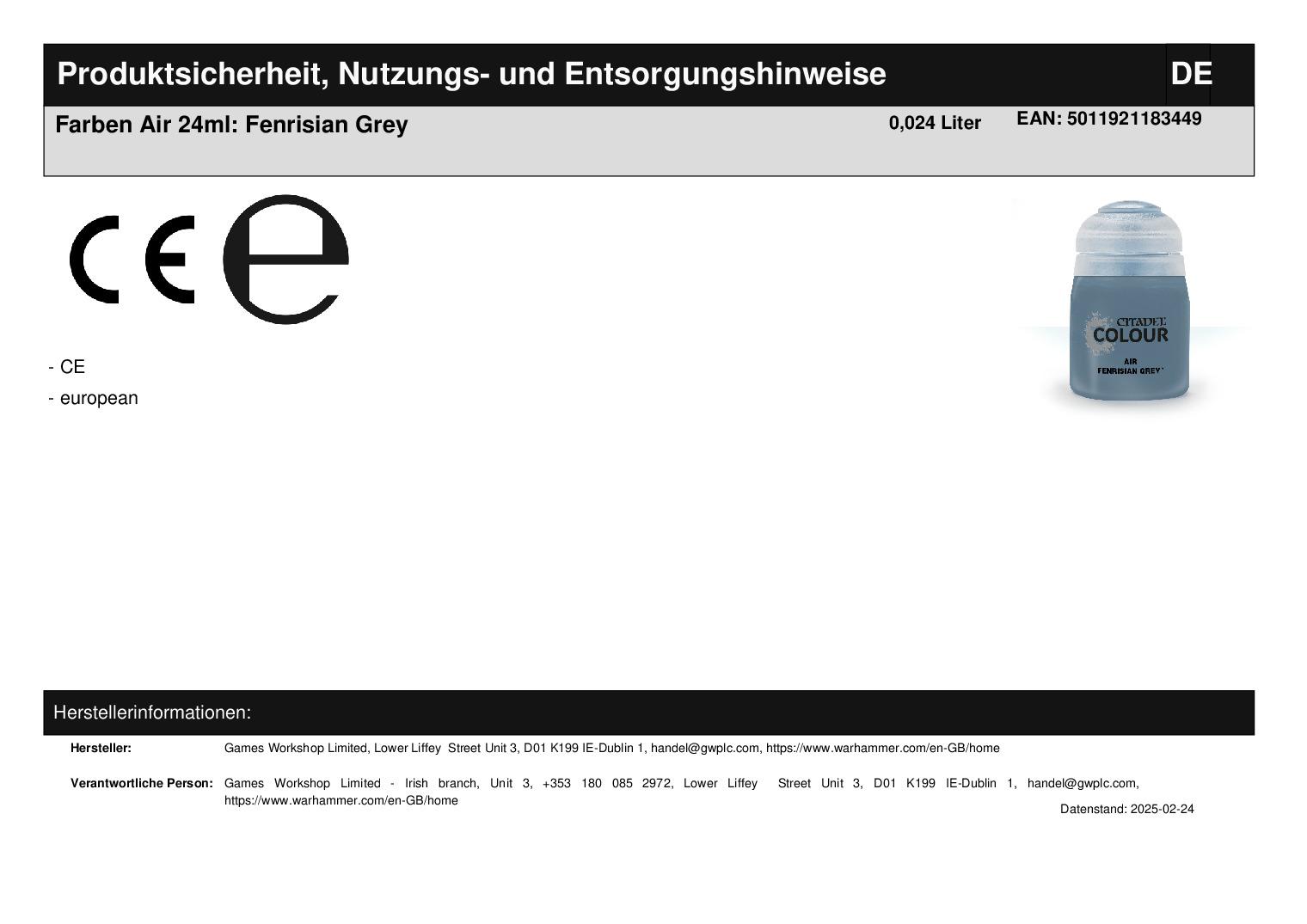 Farben Air 24ml: Fenrisian Grey