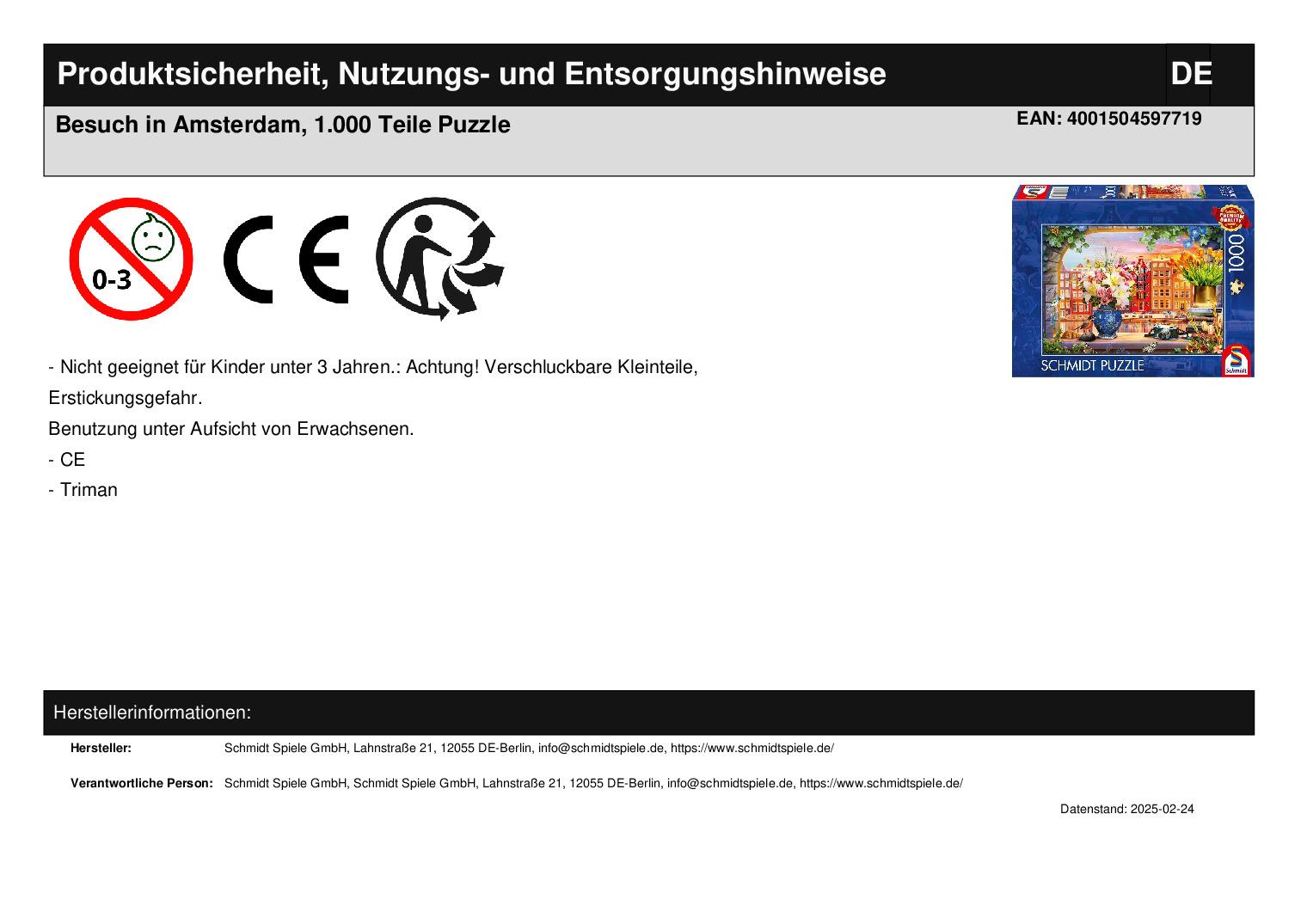 Besuch in Amsterdam, 1.000 Teile Puzzle