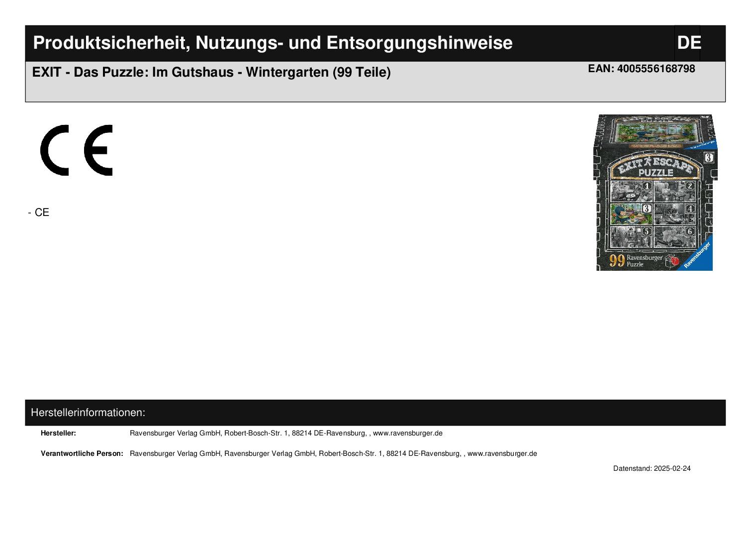 EXIT - Das Puzzle: Im Gutshaus - Wintergarten (99 Teile) EXIT - Das Puzzle: Im Gutshaus - Wintergarten (99 Teile)
