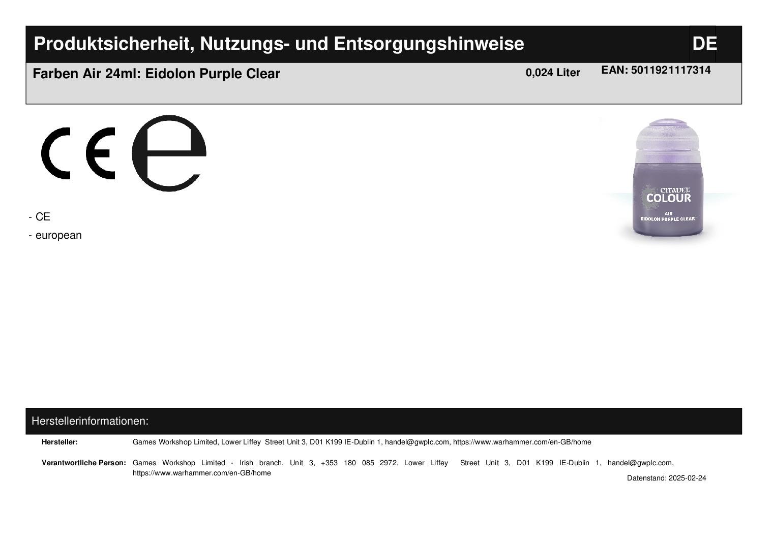 Farben Air 24ml: Eidolon Purple Clear