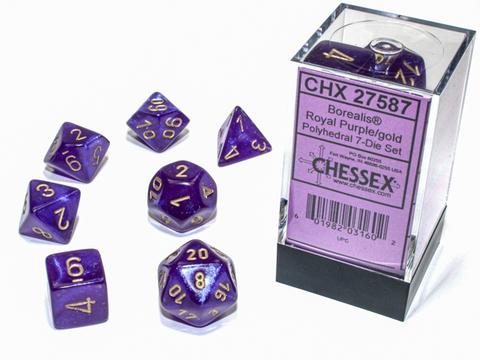 Chessex Borealis Polyhedral Royal Purple/gold Luminary 7-Die Set Chessex Borealis Polyhedral Royal Purple/gold Luminary 7-Die Set
