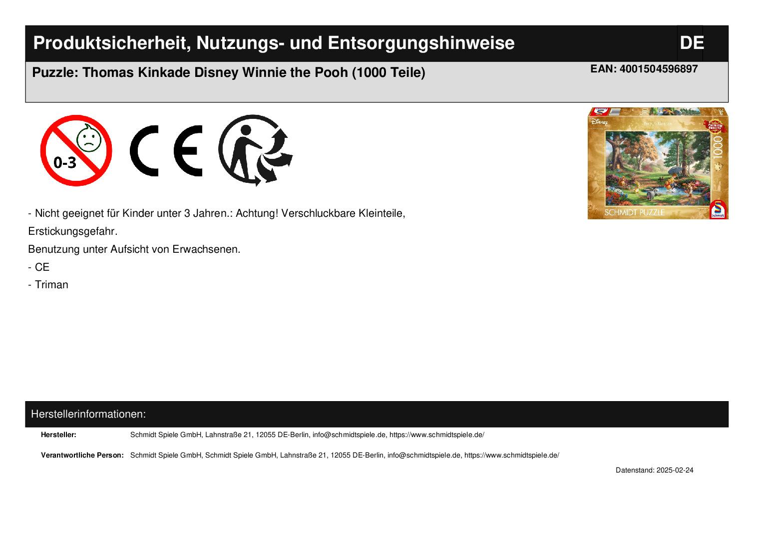 Puzzle: Thomas Kinkade Disney Winnie the Pooh (1000 Teile)