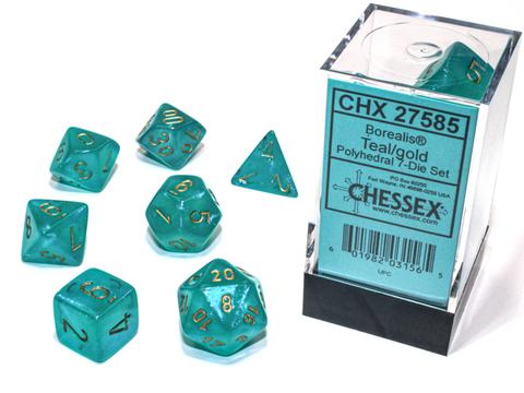 Chessex Borealis Polyhedral Teal/gold Luminary 7-Die Set