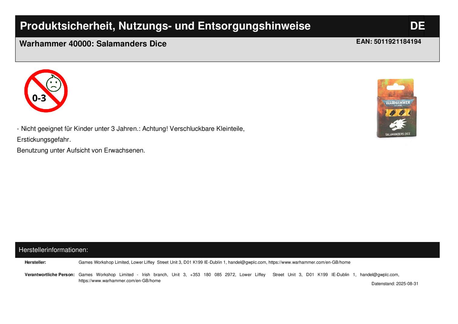 Warhammer 40000: Salamanders Dice Warhammer 40000: Salamanders Dice