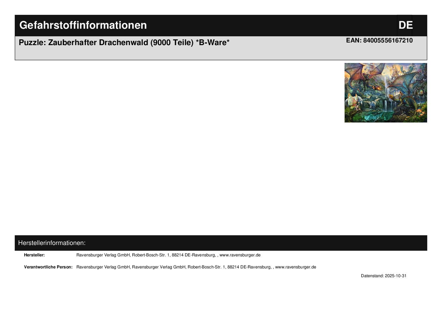 Puzzle: Zauberhafter Drachenwald (9000 Teile) *B-Ware* Puzzle: Zauberhafter Drachenwald (9000 Teile) *B-Ware*