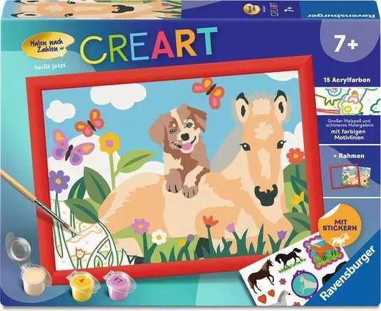 CreArt, Malen nach Zahlen Kinder - Fohlen und Welpe