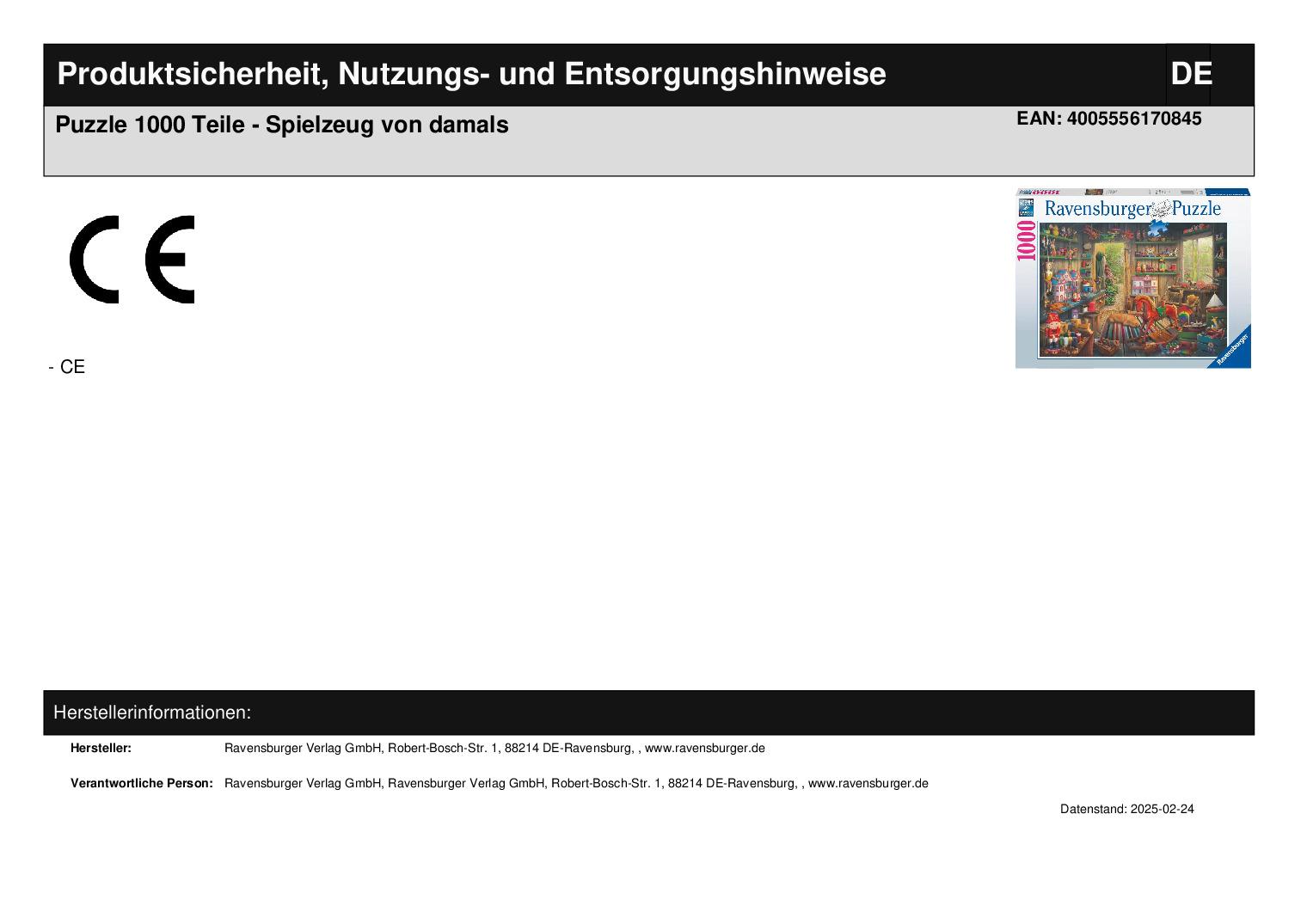 Puzzle 1000 Teile - Spielzeug von damals