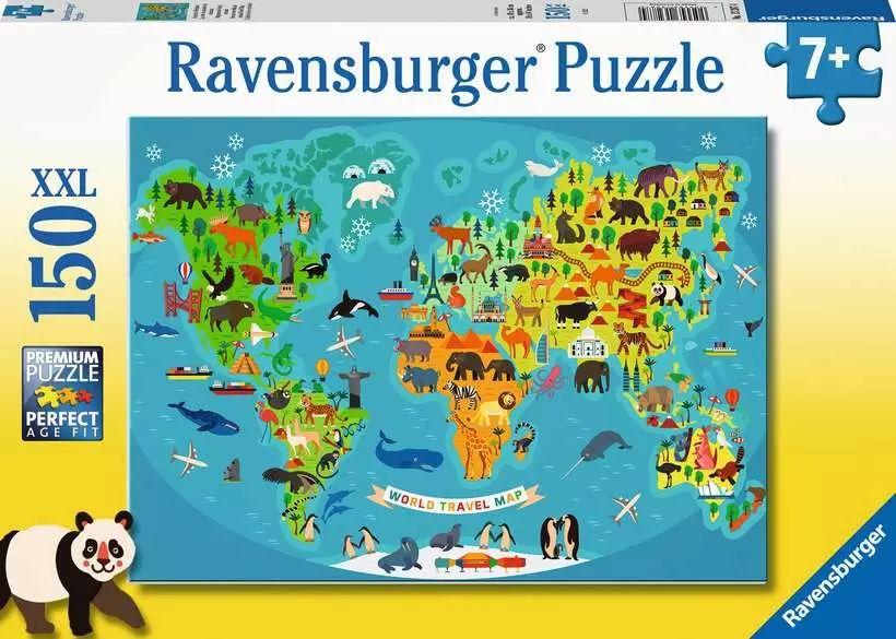 Puzzle Tierische Weltkarte 150 Teile XXL