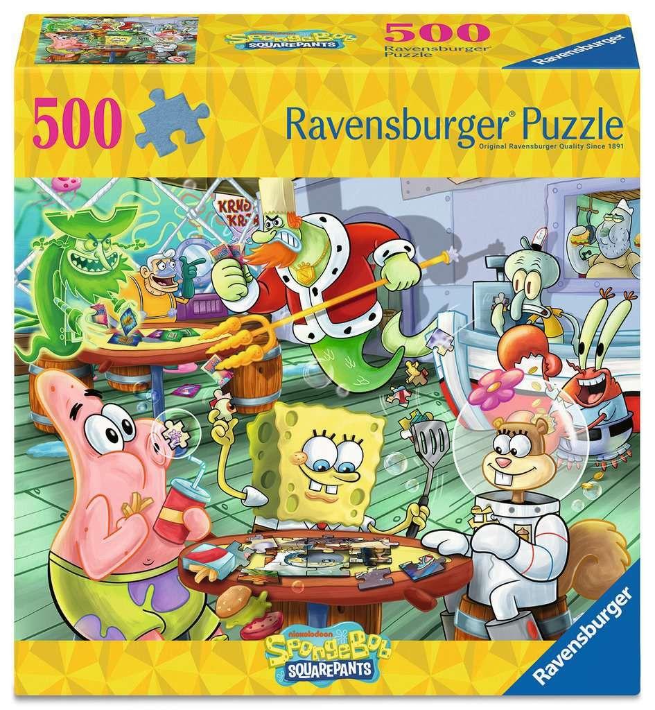 500 Teile Puzzle: SpongeBob Schwammkopf - Spieleabend in der Krossen Krabbe