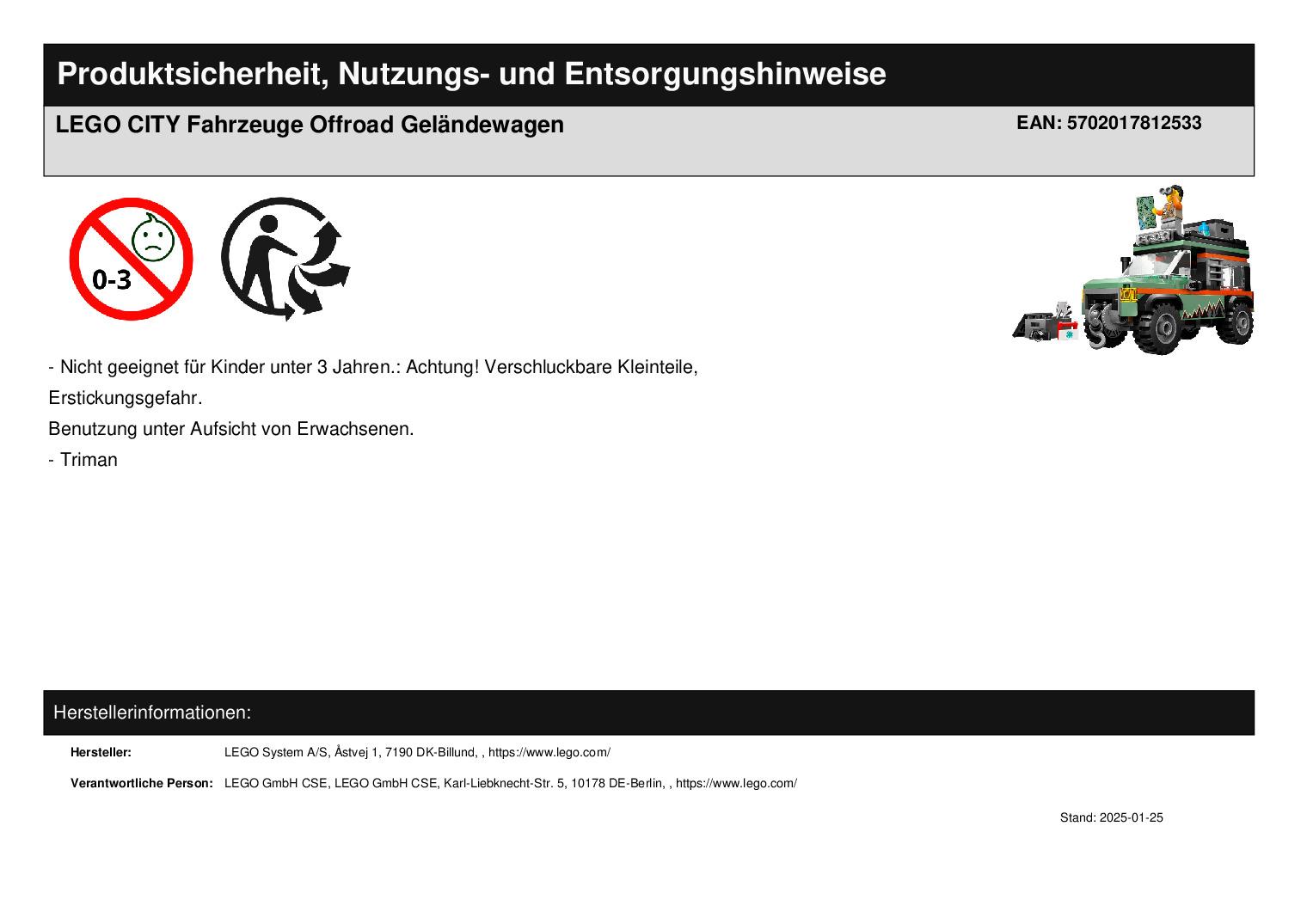 LEGO CITY Fahrzeuge Offroad Geländewagen