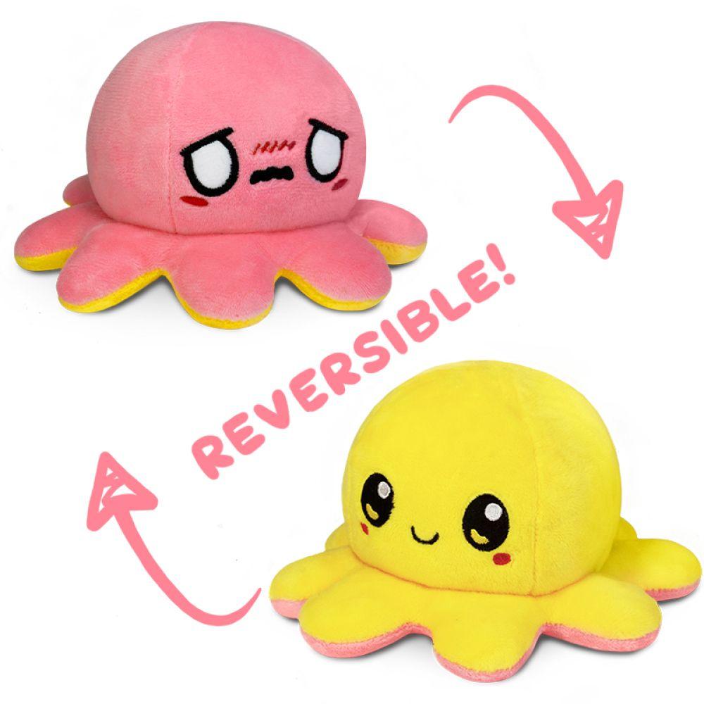 Reversible Octopus Plushie [Happy + Worried] [Yellow + Pink]