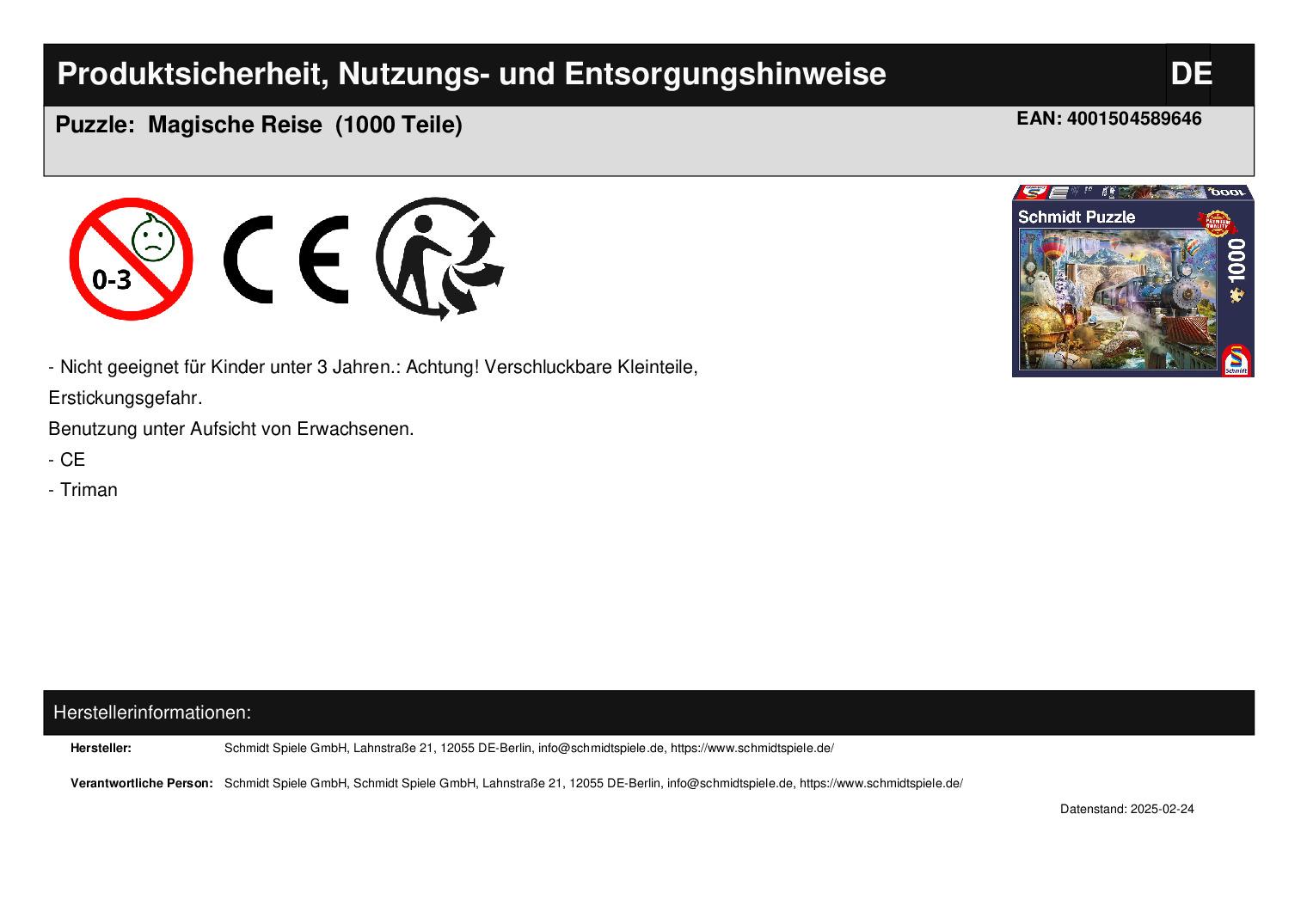 Puzzle:  Magische Reise  (1000 Teile)